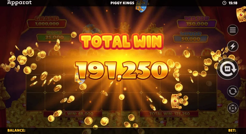 Piggy Kings - победнички екран во Free Games